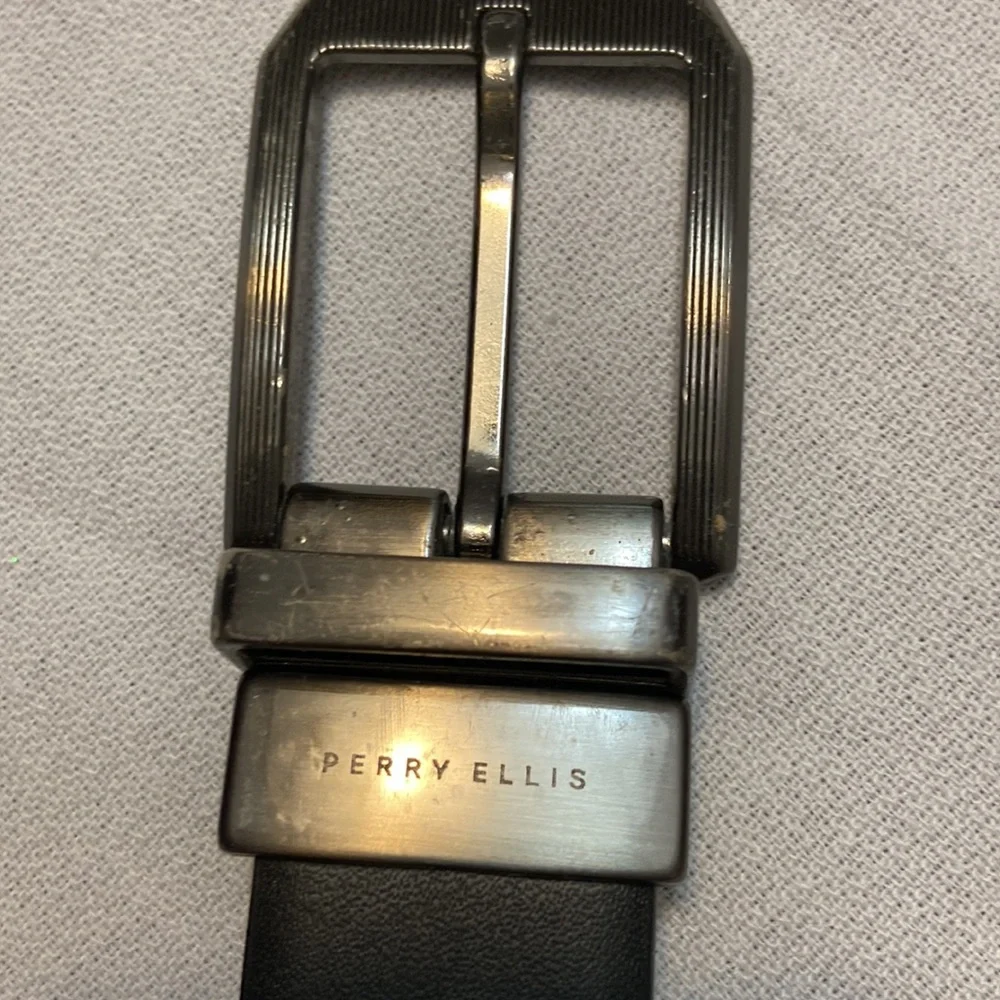 Perry Ellis Black Bonded Leather Mens Excellent Used Condition! Size 54